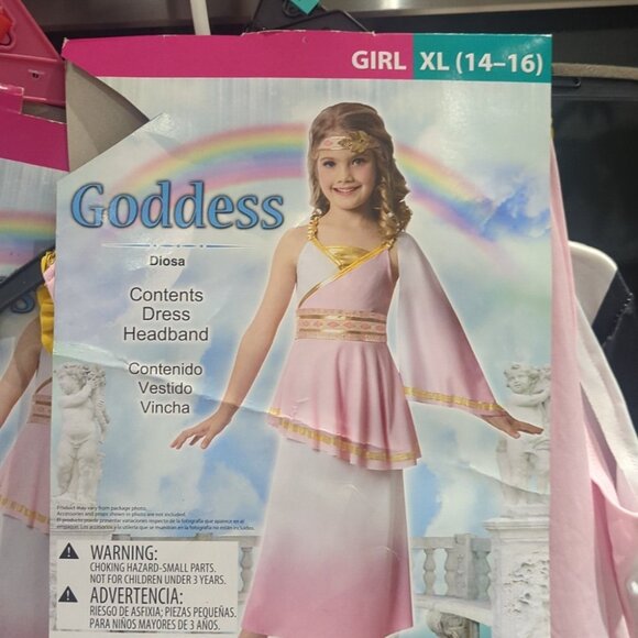 Teen Venus Goddess Pink and Gold Kids Costume With Headband- Size 14-16 NWT - Picture 2 of 6
